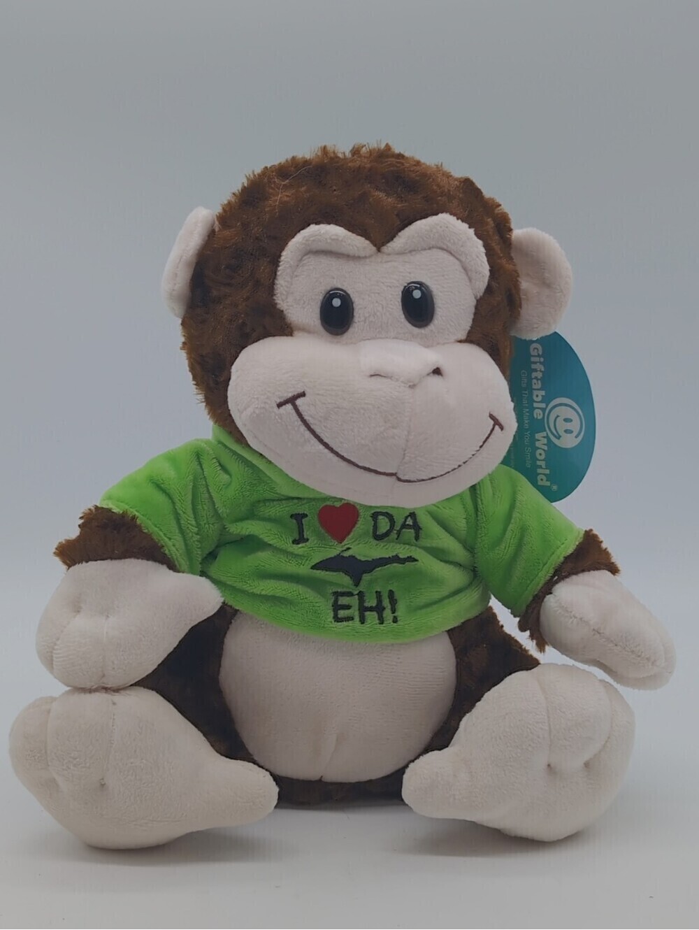 I ❤️ DA UP EH! Michigan Upper Peninsula Green Shirt Plush Monkey